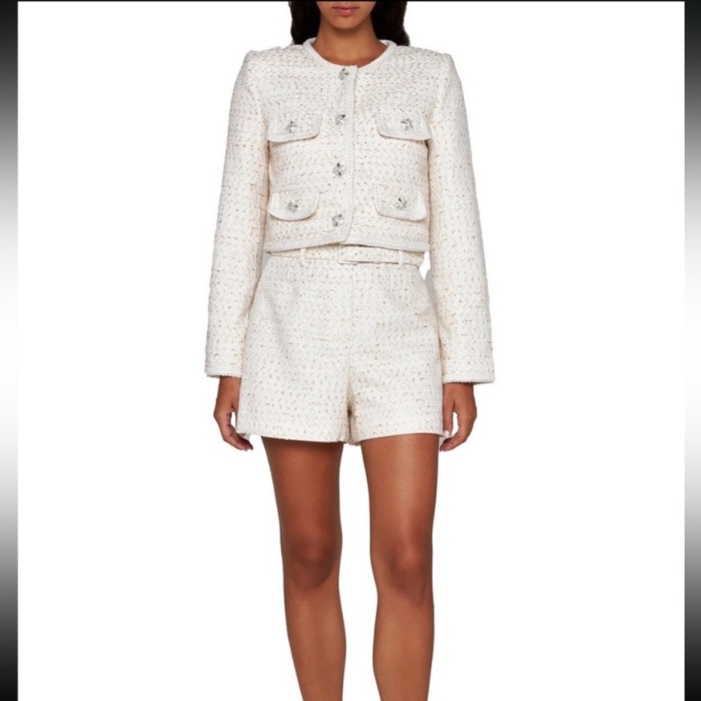 SELF PORTRAIT NWOT Cream Boucle with Gold Tinsel Blazer Jacket size 6